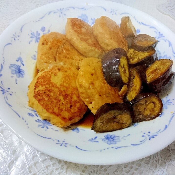 鶏つくねと茄子の煮物